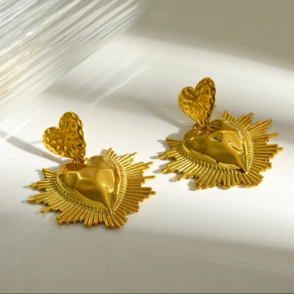 Gold Heart-Shaped Earrings